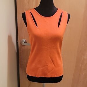DKNY orange cutout tank sweater sz L